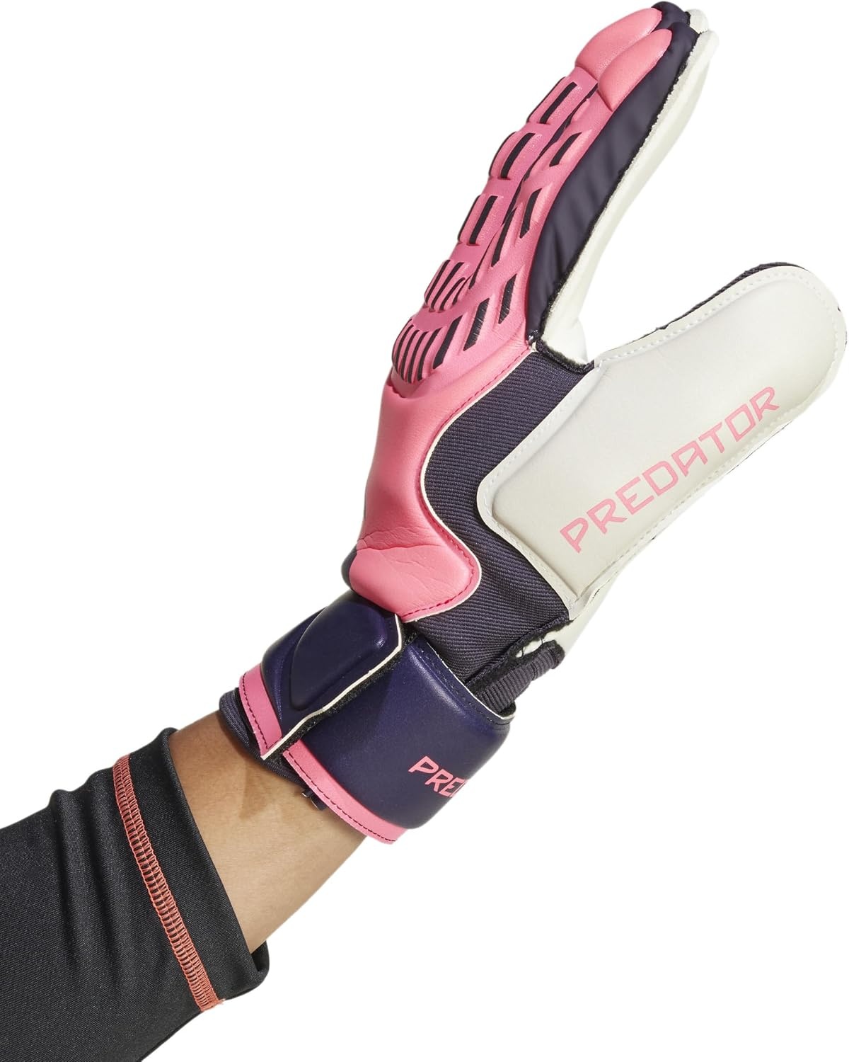 image:imageadidas Match Fingersave Goalkeeper Gloves Athletic WhiteTurboAurora BlackTurbo