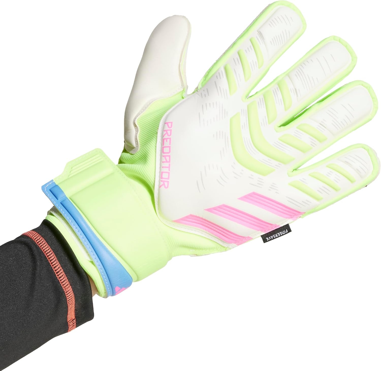 image:imageadidas Match Fingersave Goalkeeper Gloves Athletic WhiteWhiteLucid LemonLucid Pink