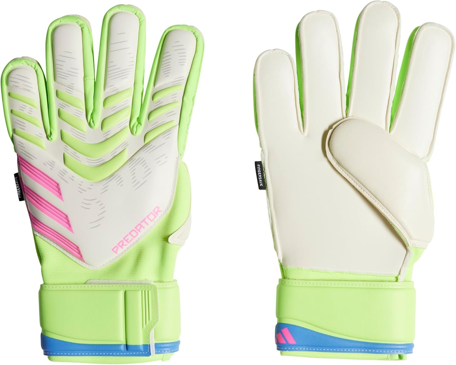 image:imageadidas Match Fingersave Goalkeeper Gloves Athletic WhiteWhiteLucid LemonLucid Pink