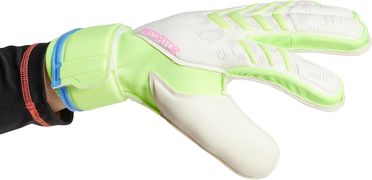 image:imageadidas Match Fingersave Goalkeeper Gloves Athletic WhiteWhiteLucid LemonLucid Pink