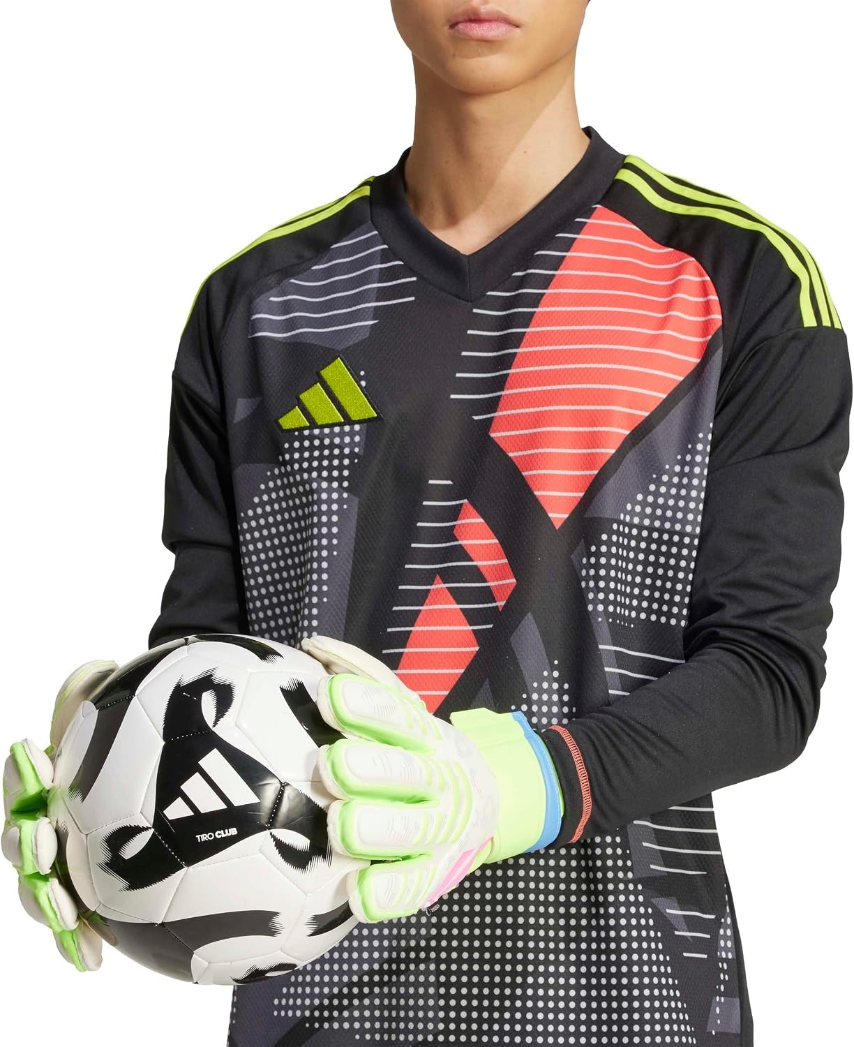 image:imageadidas Match Fingersave Goalkeeper Gloves Athletic WhiteWhiteLucid LemonLucid Pink