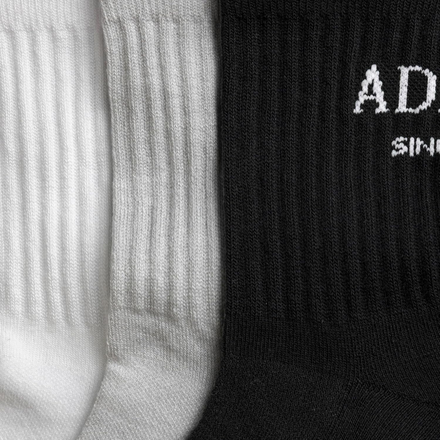 image:imageadidas Mens Cushioned High Quarter Socks 3 Pairs Durable amp ComfortableWhiteClear Onix GreyBlack5