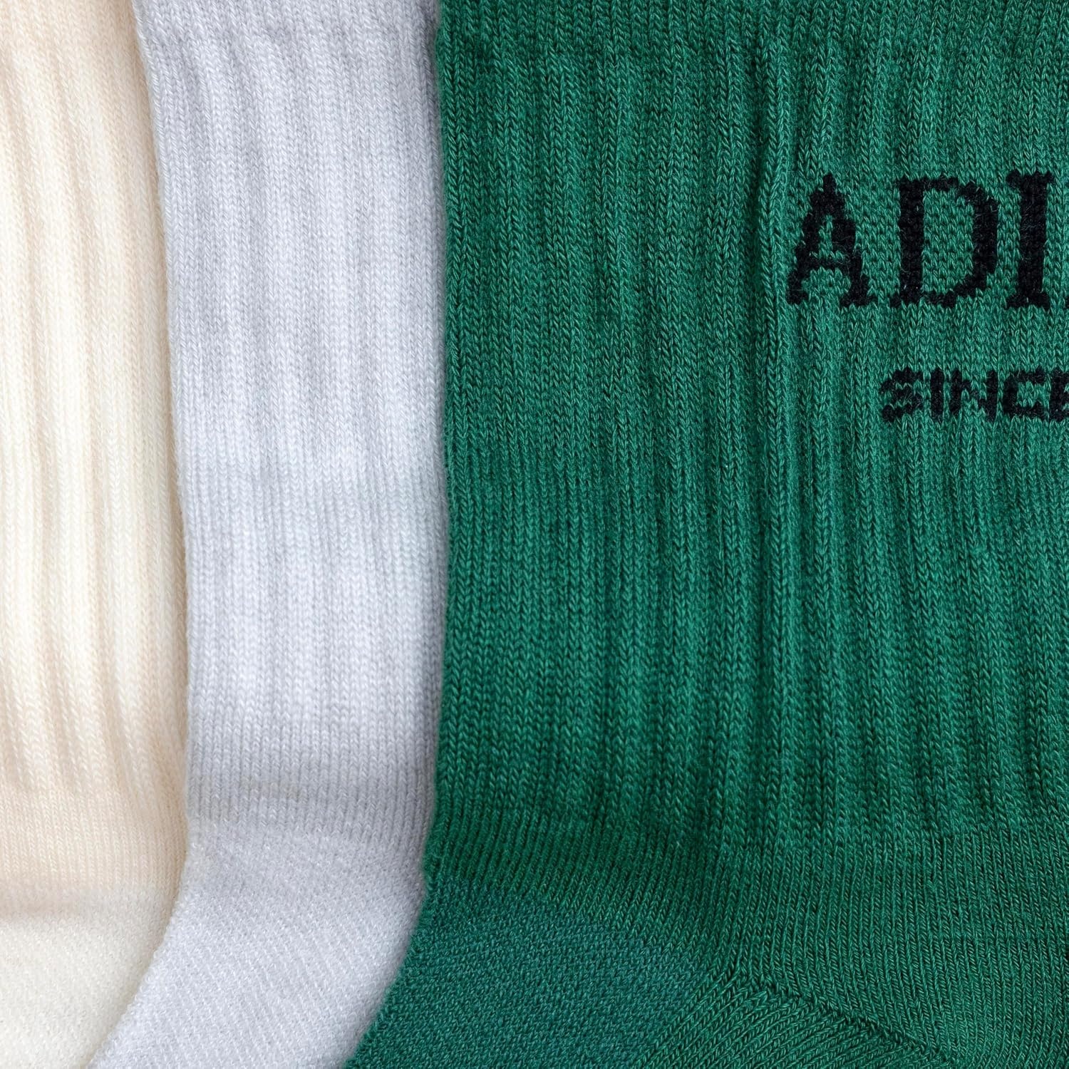 image:imageadidas Mens Cushioned High Quarter Socks 3 Pairs Durable amp ComfortableWonder WhiteClear Onix GreyCollegiate Green5