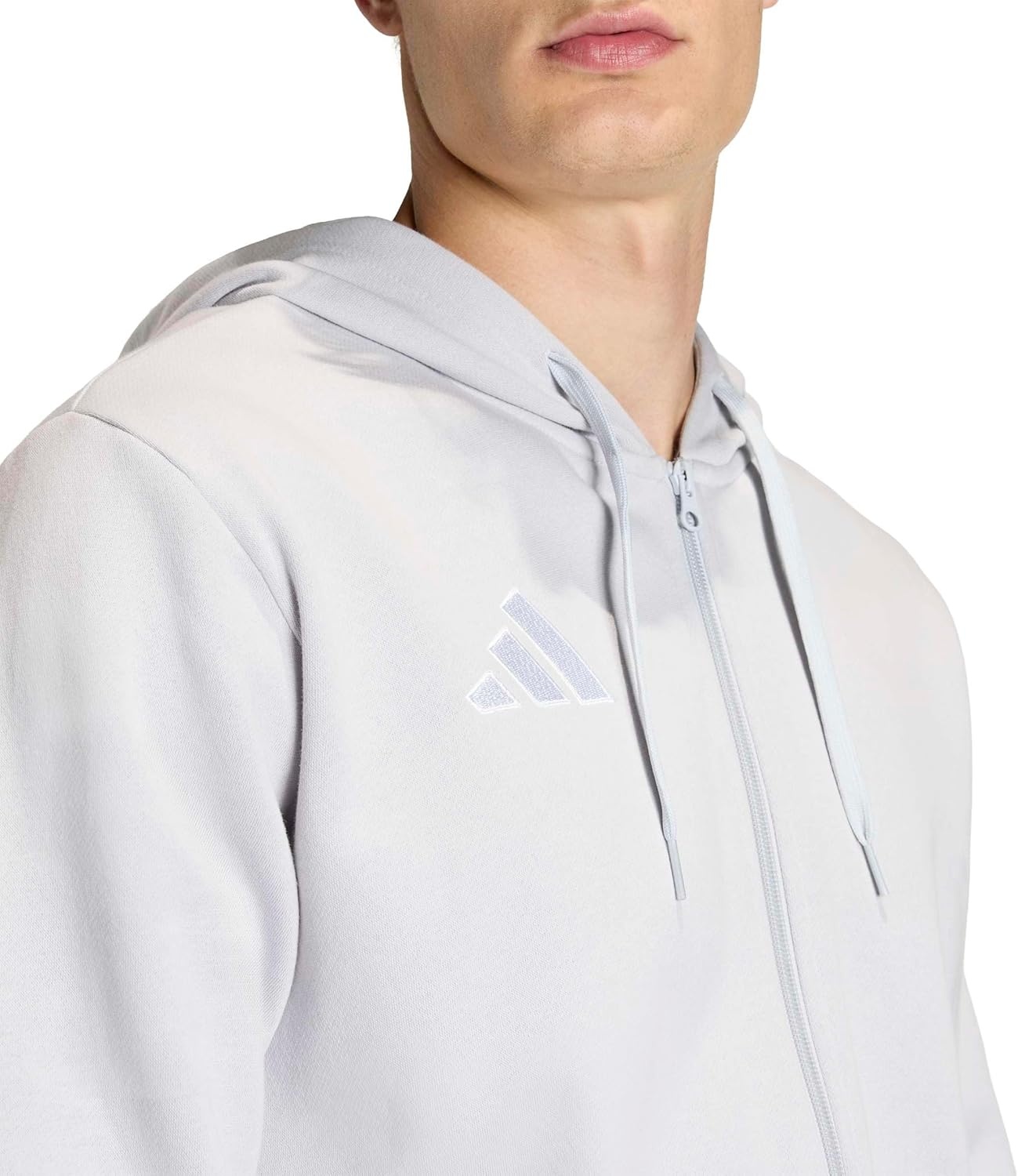 image:imageadidas Mens Entrada 26 Fullzip HoodieTeam Light GreyWhite