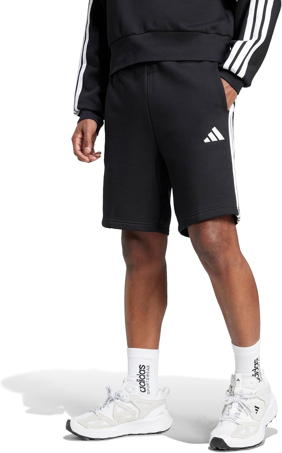 image:imageadidas Mens Essentials 3Stripes Fleece 9inch ShortsBlack White