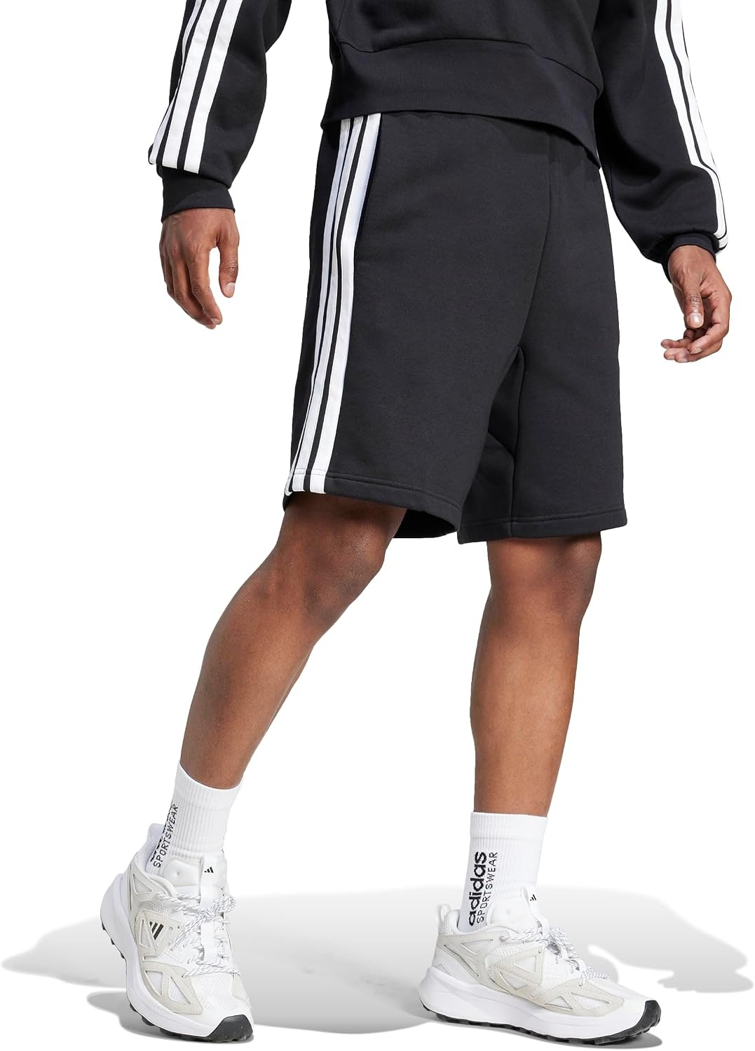 image:imageadidas Mens Essentials 3Stripes Fleece 9inch ShortsBlackWhite
