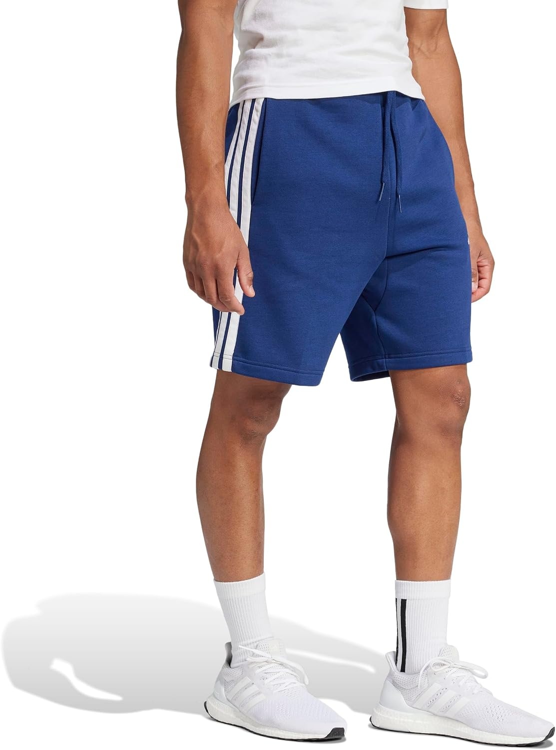 image:imageadidas Mens Essentials 3Stripes Fleece 9inch ShortsDark BlueWhite