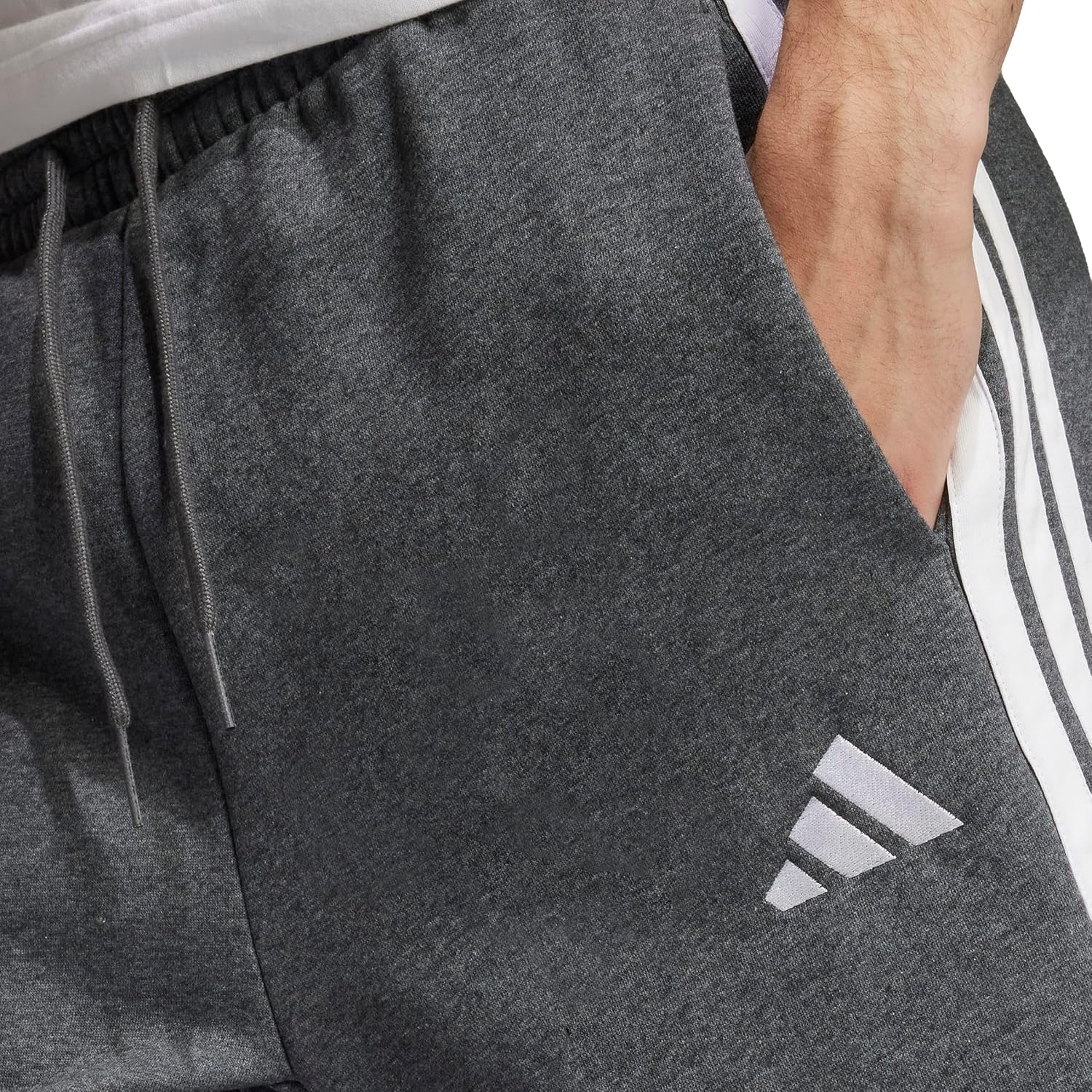 image:imageadidas Mens Essentials 3Stripes Fleece 9inch ShortsMedium Grey HeatherBlack