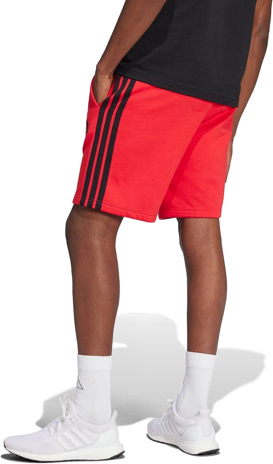 image:imageadidas Mens Essentials 3Stripes Fleece 9inch ShortsPure RubyBlack