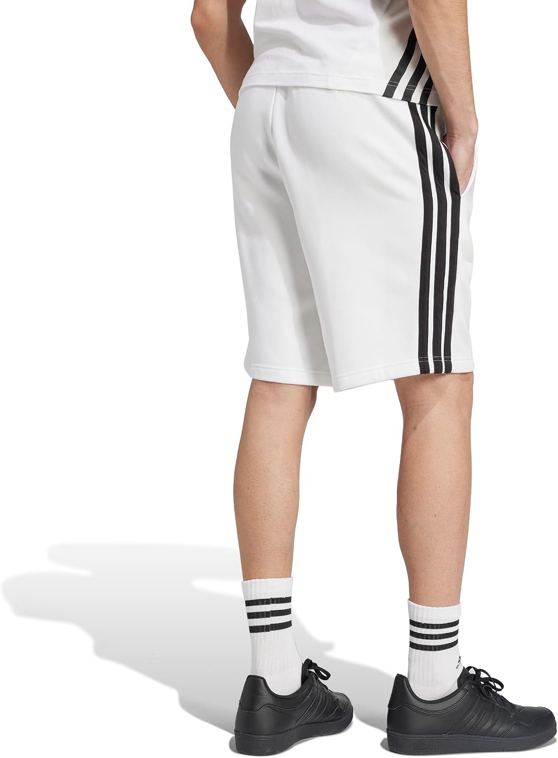 image:imageadidas Mens Essentials 3Stripes Fleece 9inch ShortsWhiteBlack
