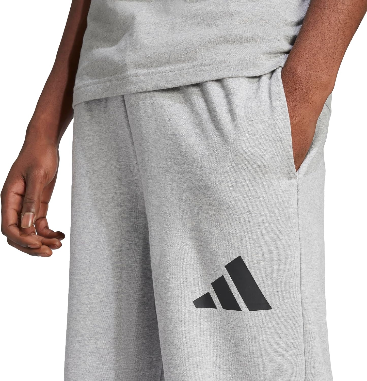 image:imageadidas Mens Essentials 3bar Wide Leg PantsMedium Grey HeatherBlack