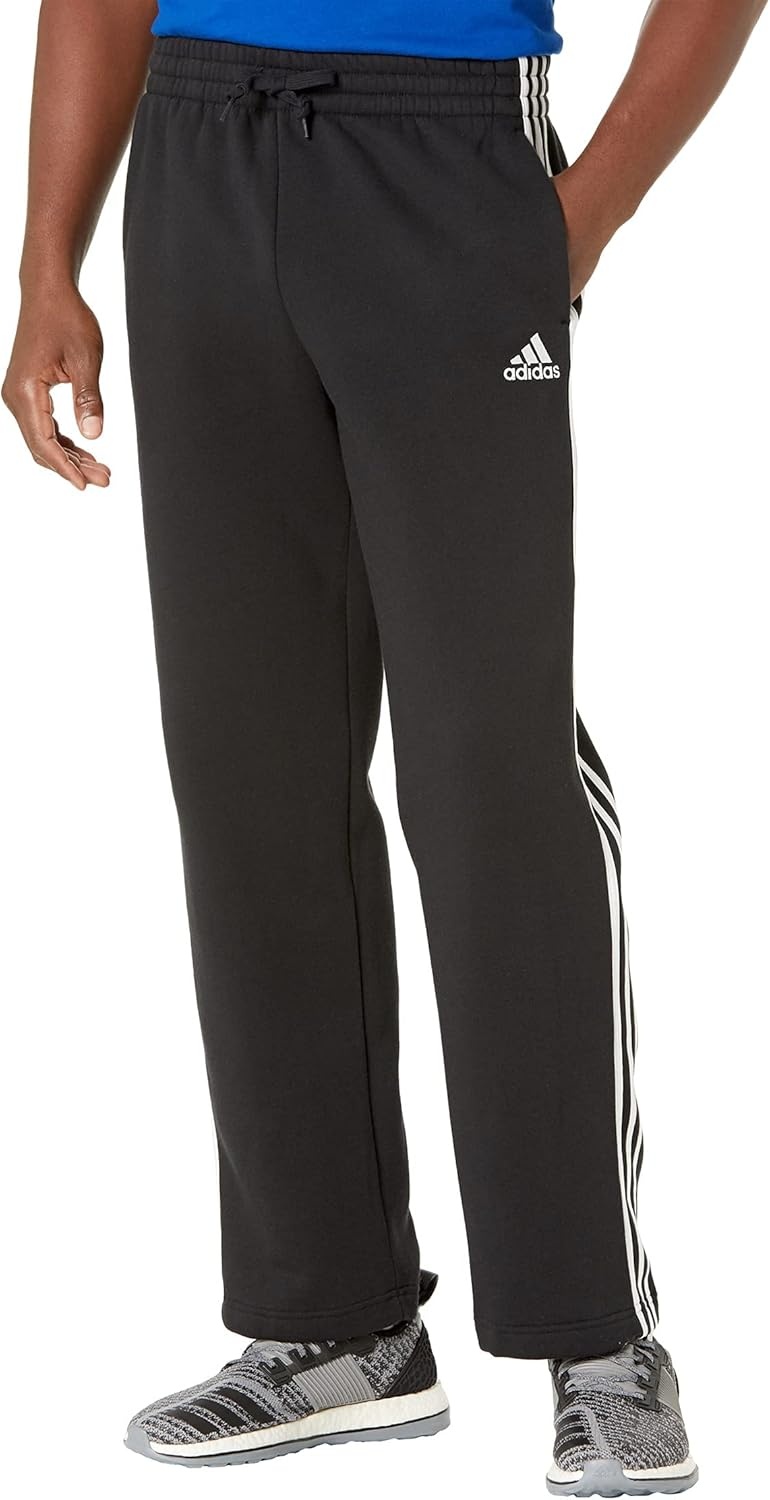 image:imageadidas Mens Essentials Fleece Open Hem 3Stripes PantsBlack2021
