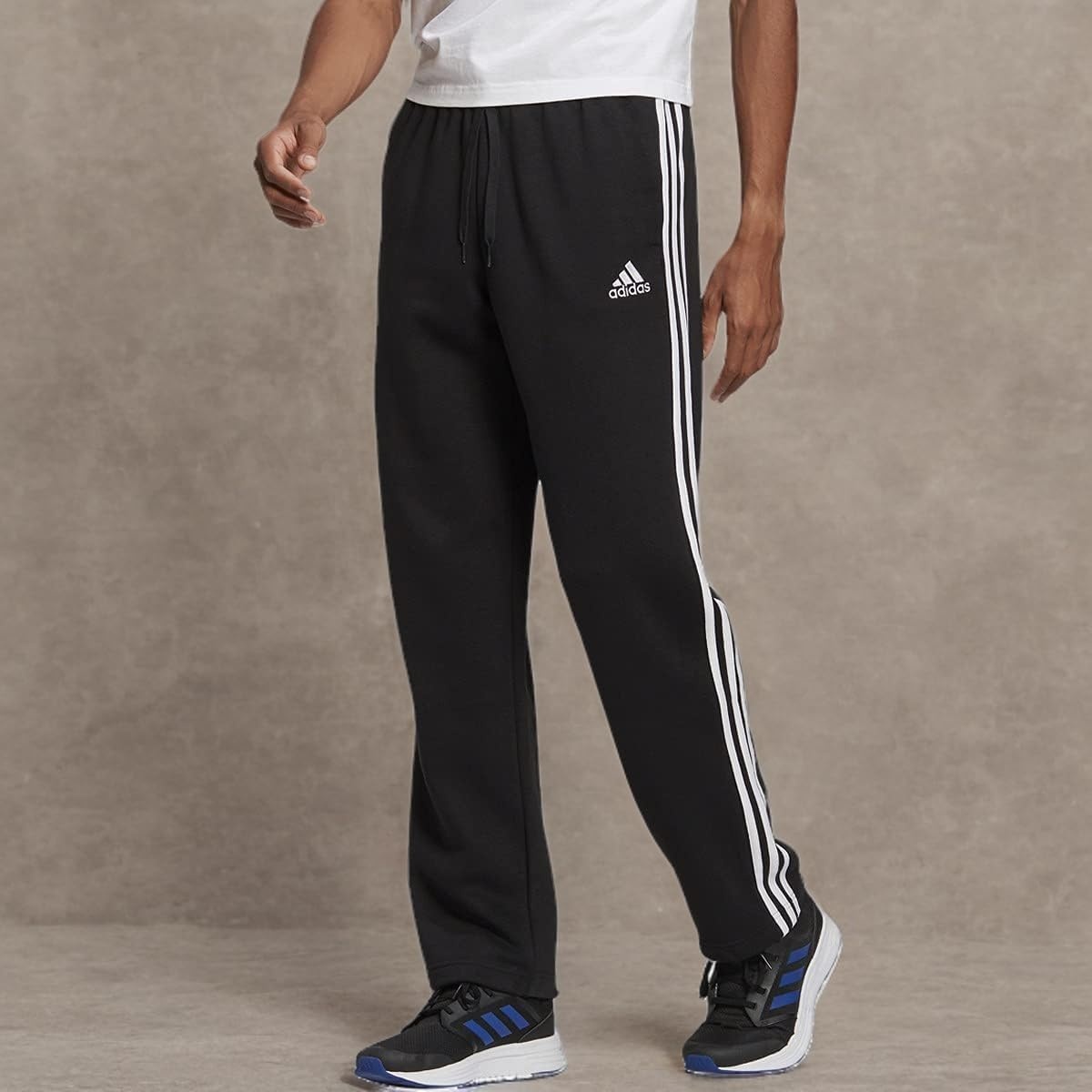 image:imageadidas Mens Essentials Fleece Open Hem 3Stripes PantsBlack2021