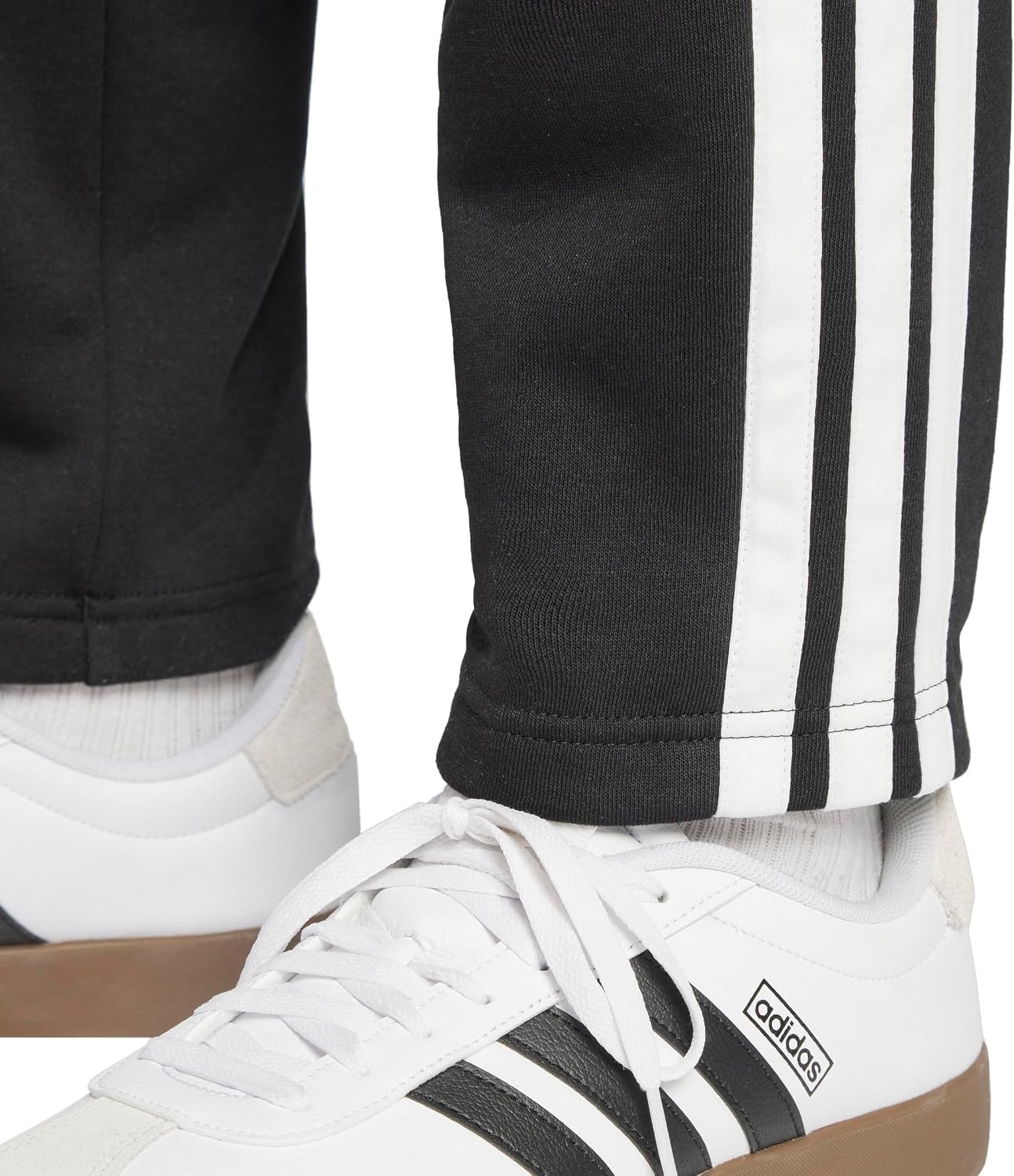image:imageadidas Mens Essentials Fleece Open Hem 3Stripes PantsBlackWhite