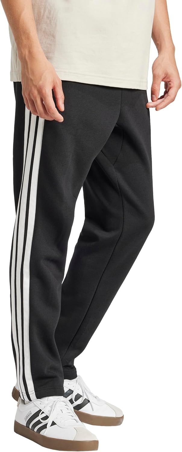 image:imageadidas Mens Essentials Fleece Open Hem 3Stripes PantsBlackWhite
