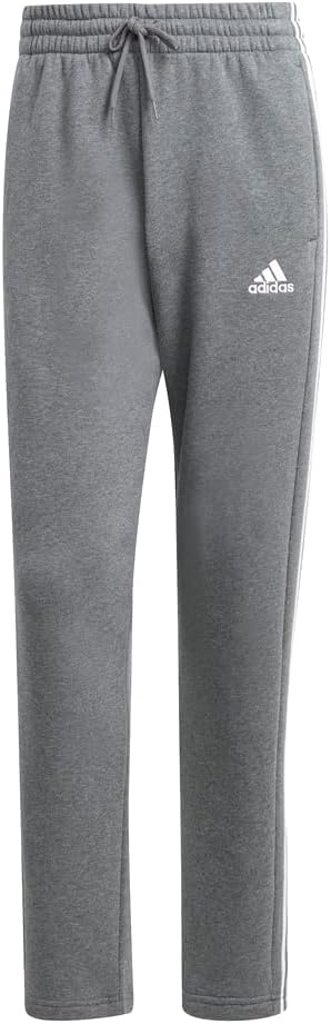 image:imageadidas Mens Essentials Fleece Open Hem 3Stripes PantsDark Grey Heather