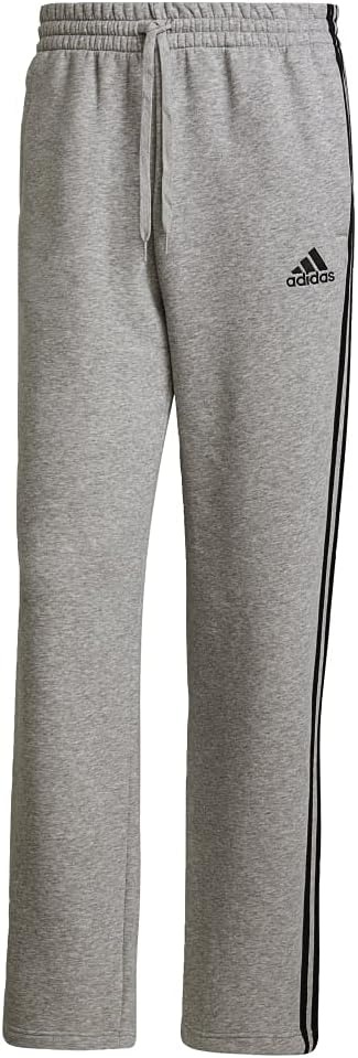 image:imageadidas Mens Essentials Fleece Open Hem 3Stripes PantsMedium Grey Heather 2021