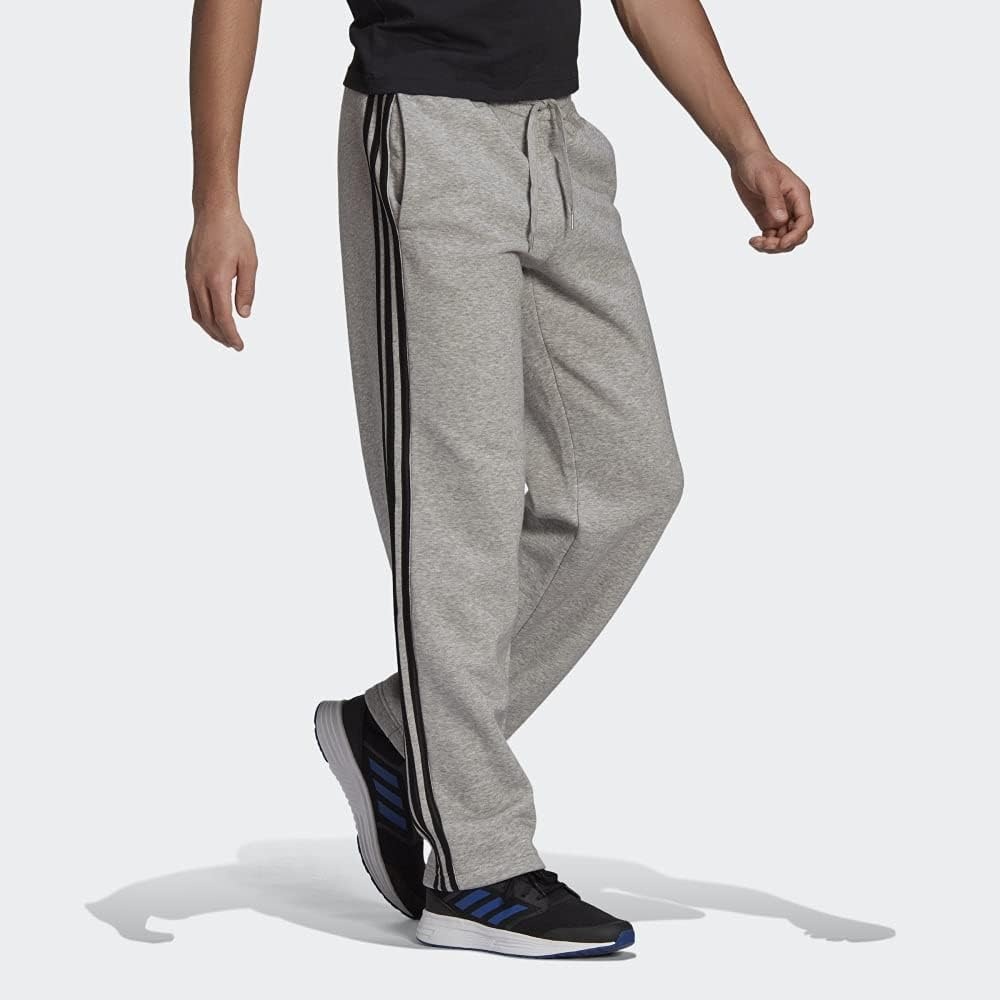 image:imageadidas Mens Essentials Fleece Open Hem 3Stripes PantsMedium Grey Heather 2021