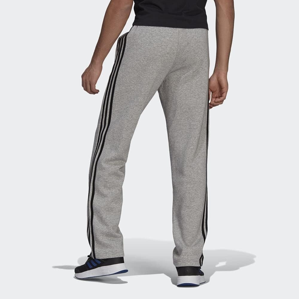 image:imageadidas Mens Essentials Fleece Open Hem 3Stripes PantsMedium Grey Heather 2021