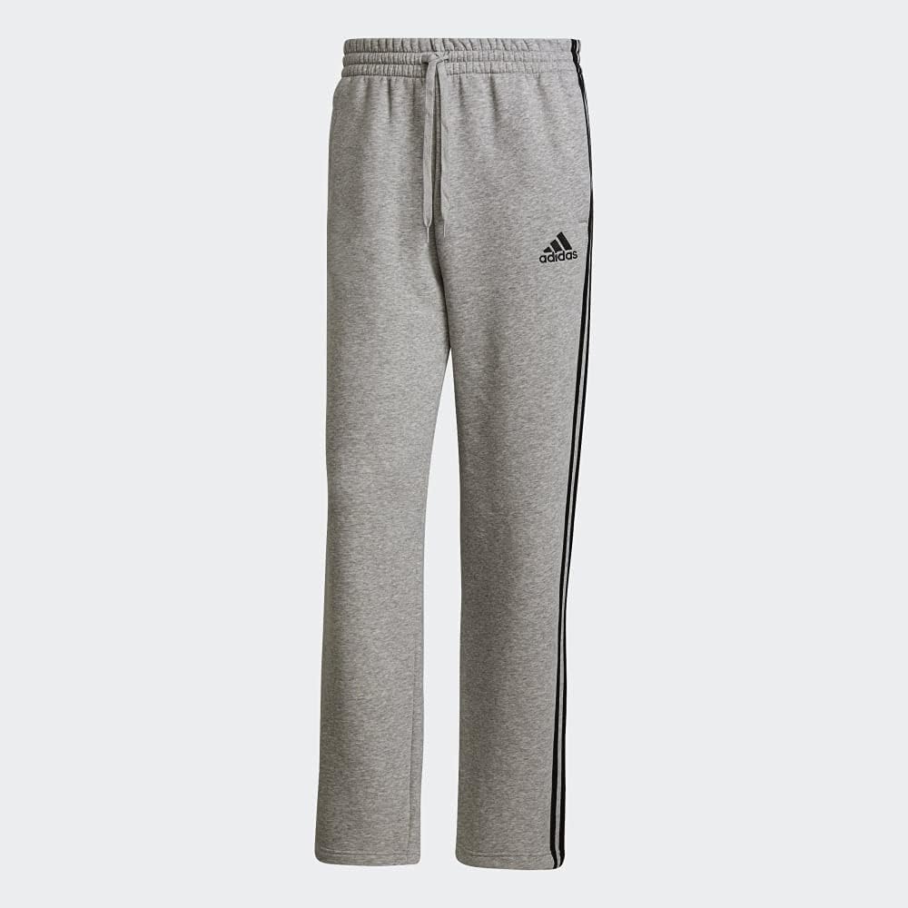image:imageadidas Mens Essentials Fleece Open Hem 3Stripes PantsMedium Grey Heather 2021
