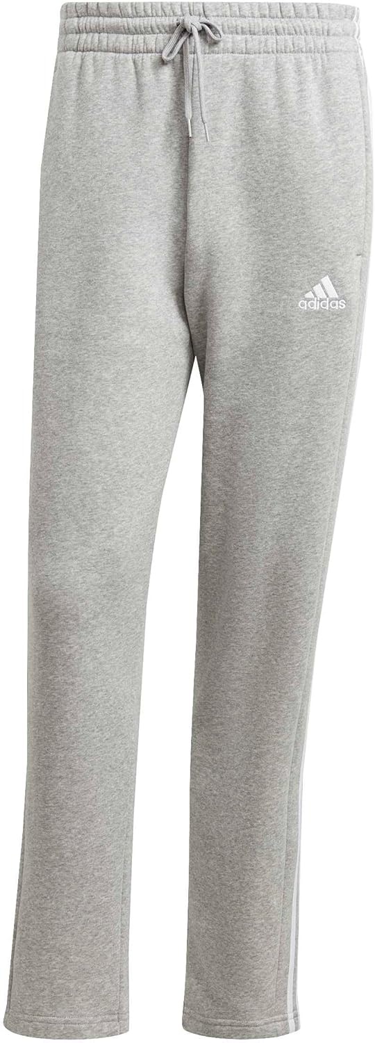image:imageadidas Mens Essentials Fleece Open Hem 3Stripes PantsMedium Grey Heather