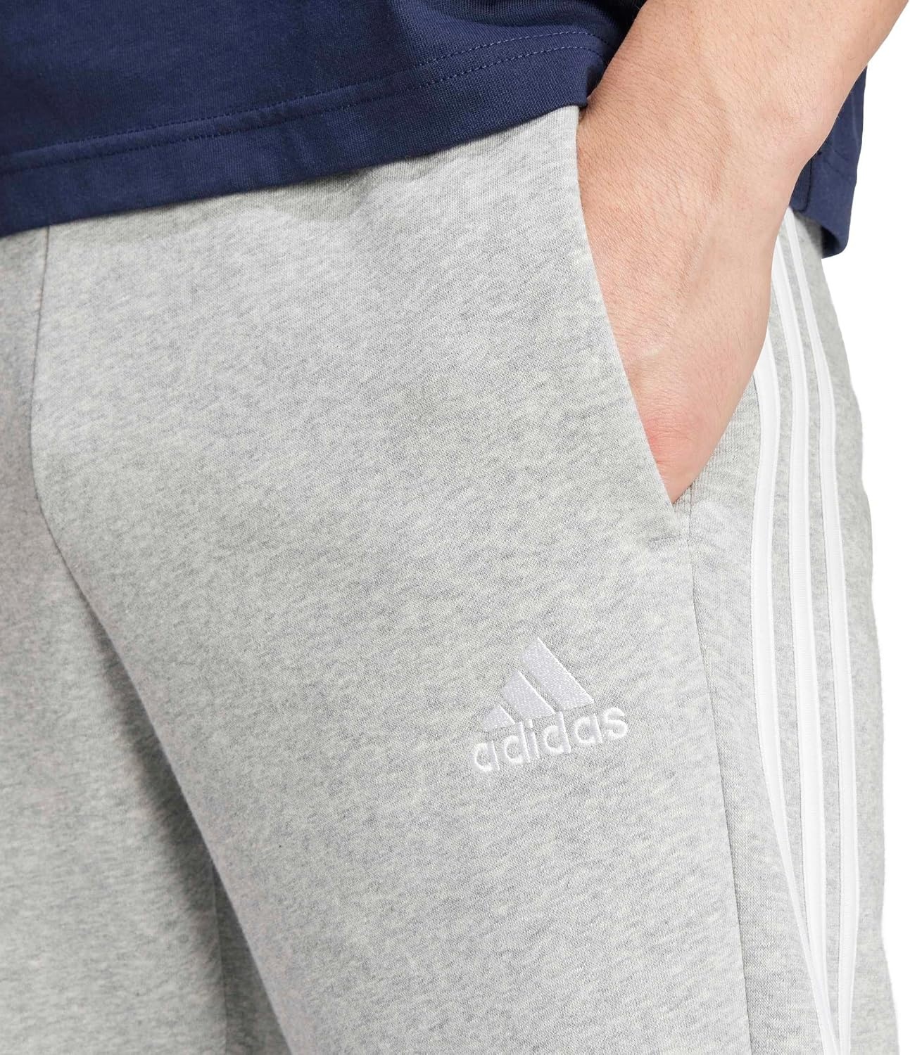 image:imageadidas Mens Essentials Fleece Open Hem 3Stripes PantsMedium Grey Heather