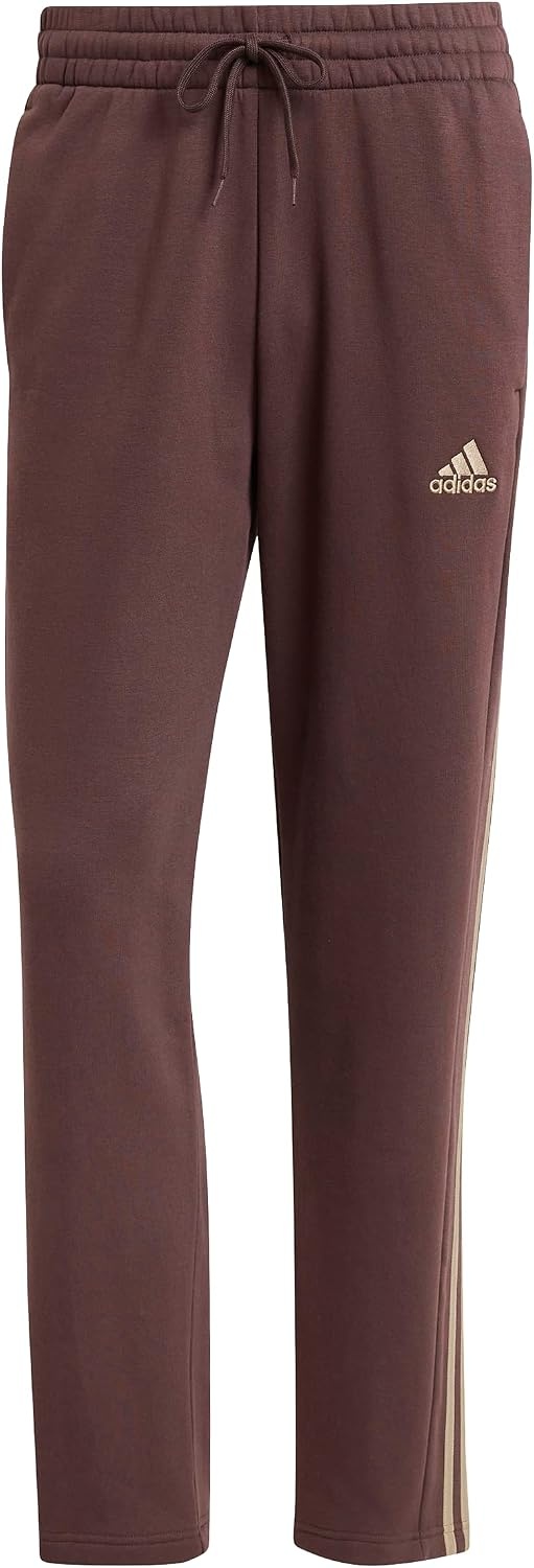 image:imageadidas Mens Essentials Fleece Open Hem 3Stripes PantsShadow Brown