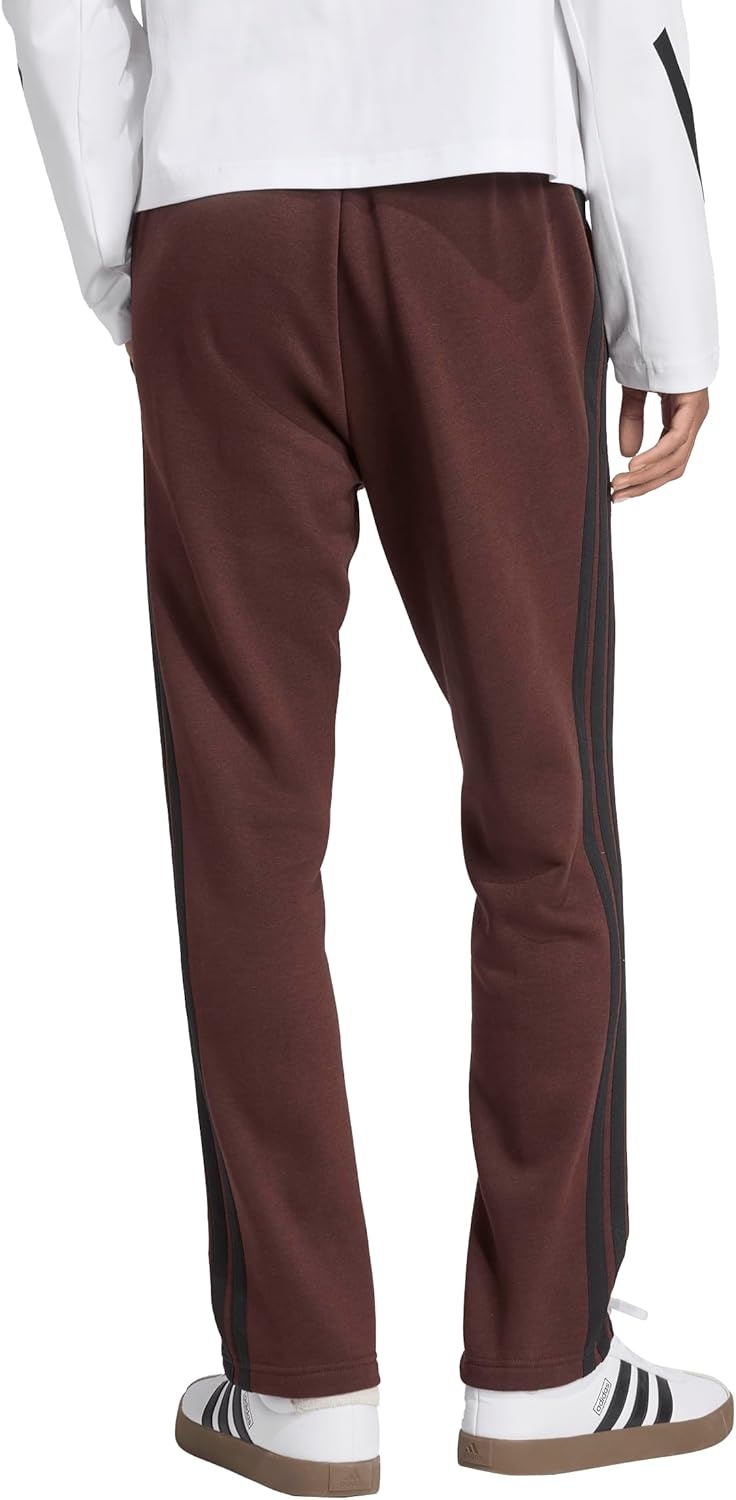 image:imageadidas Mens Essentials Fleece Open Hem 3Stripes PantsShadow BrownBlack