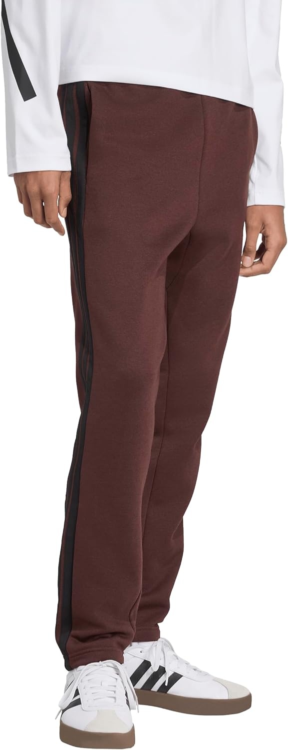 image:imageadidas Mens Essentials Fleece Open Hem 3Stripes PantsShadow BrownBlack