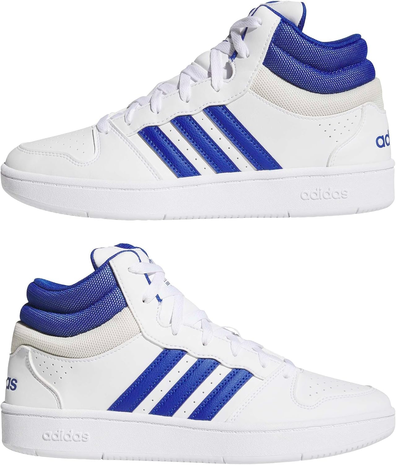 image:imageadidas Mens Hoops Mid Classic Lace Up Sneakers Shoes Casual Blue WhiteWhiteTeam Royal BlueOrbit Grey
