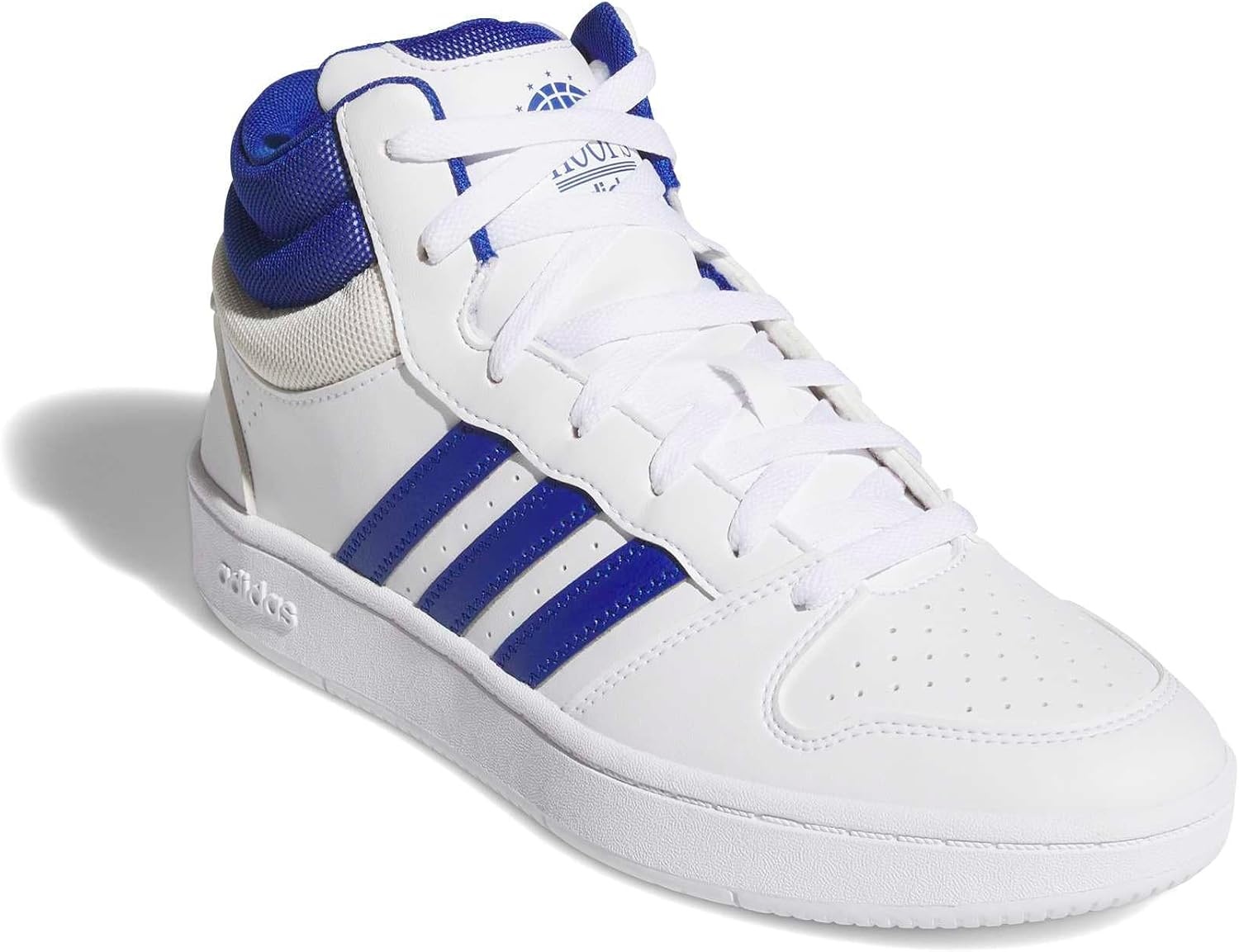 image:imageadidas Mens Hoops Mid Classic Lace Up Sneakers Shoes Casual Blue WhiteWhiteTeam Royal BlueOrbit Grey