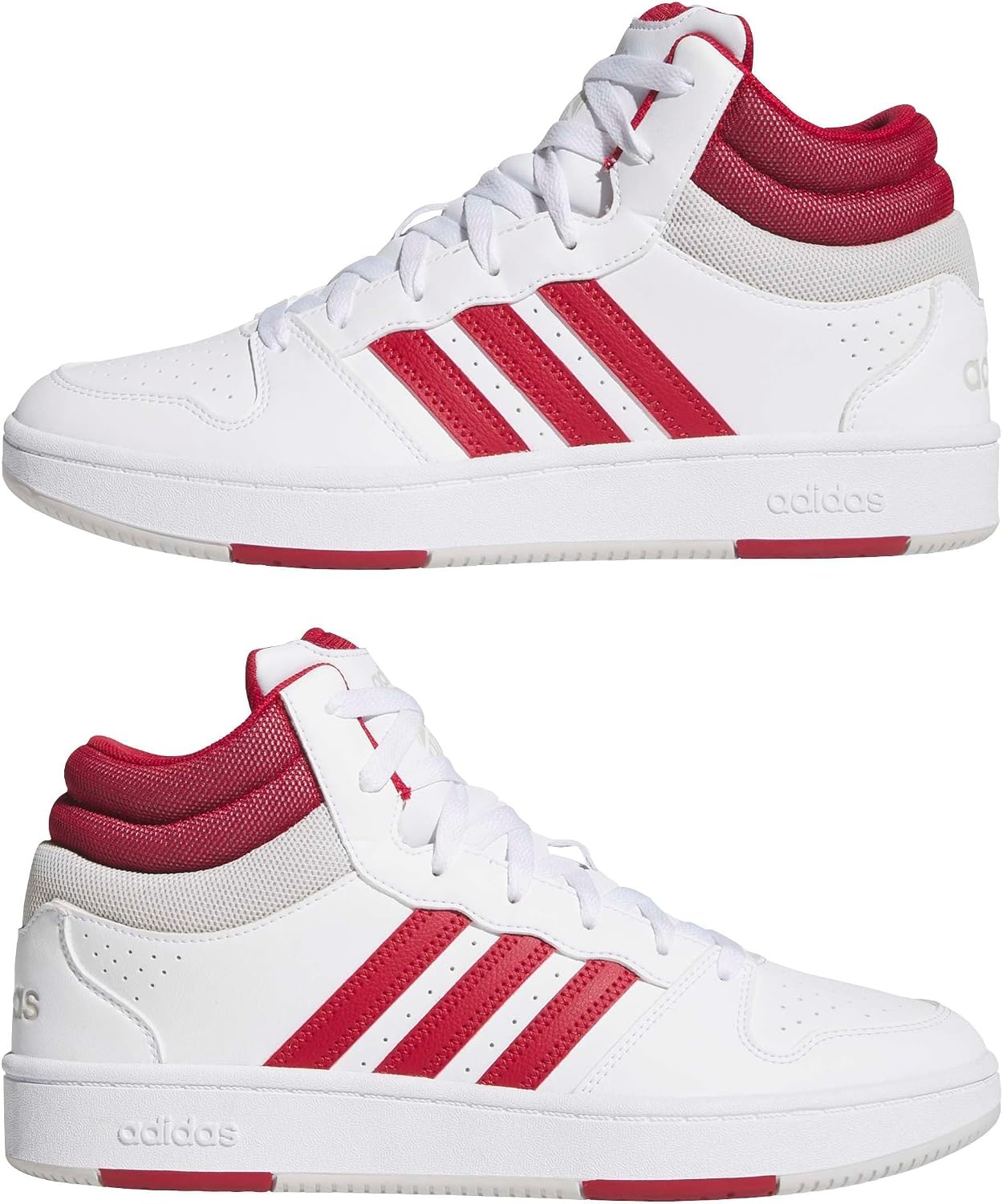 image:imageadidas Mens Hoops Mid Classic Lace Up Sneakers Shoes Casual Blue WhiteWhiteTeam Victory RedGrey
