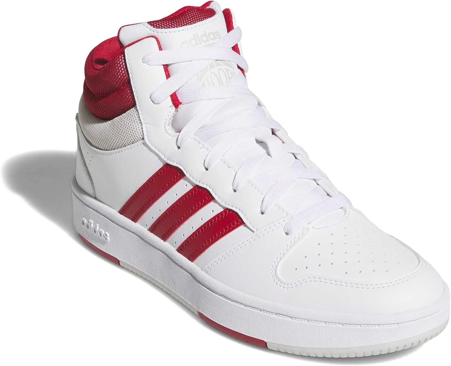 image:imageadidas Mens Hoops Mid Classic Lace Up Sneakers Shoes Casual Blue WhiteWhiteTeam Victory RedGrey