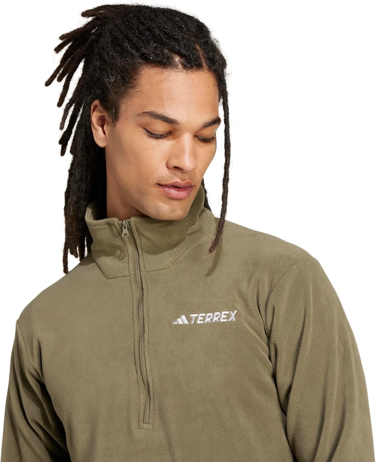 image:imageadidas Mens Terrex Multi Essentials Halfzip Fleece Hiking JacketOlive Strata