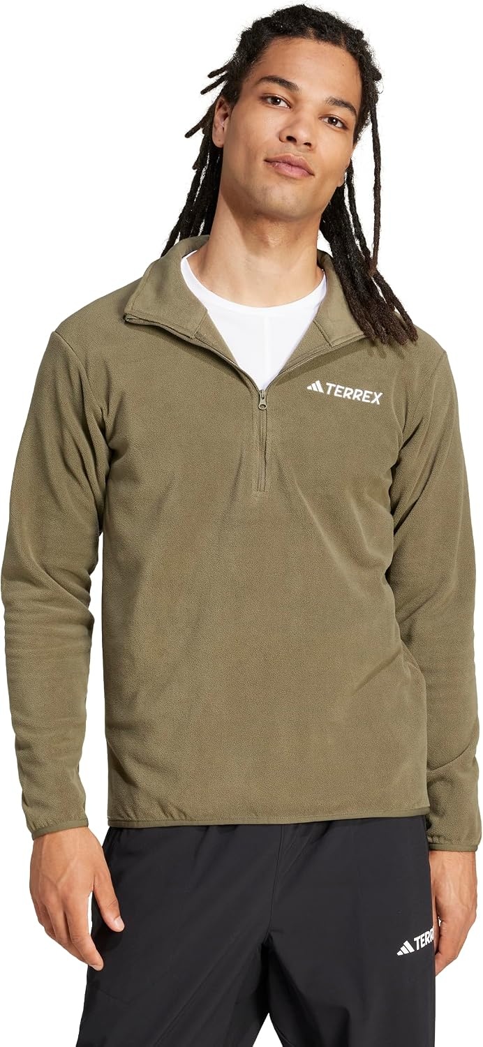 image:imageadidas Mens Terrex Multi Essentials Halfzip Fleece Hiking JacketOlive Strata