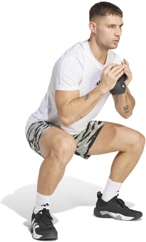 image:imageadidas Mens Train Essentials All Over Printed ShortsSilver PebbleBlack