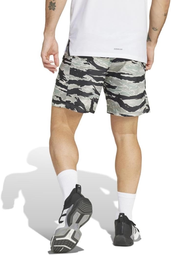 image:imageadidas Mens Train Essentials All Over Printed ShortsSilver PebbleBlack