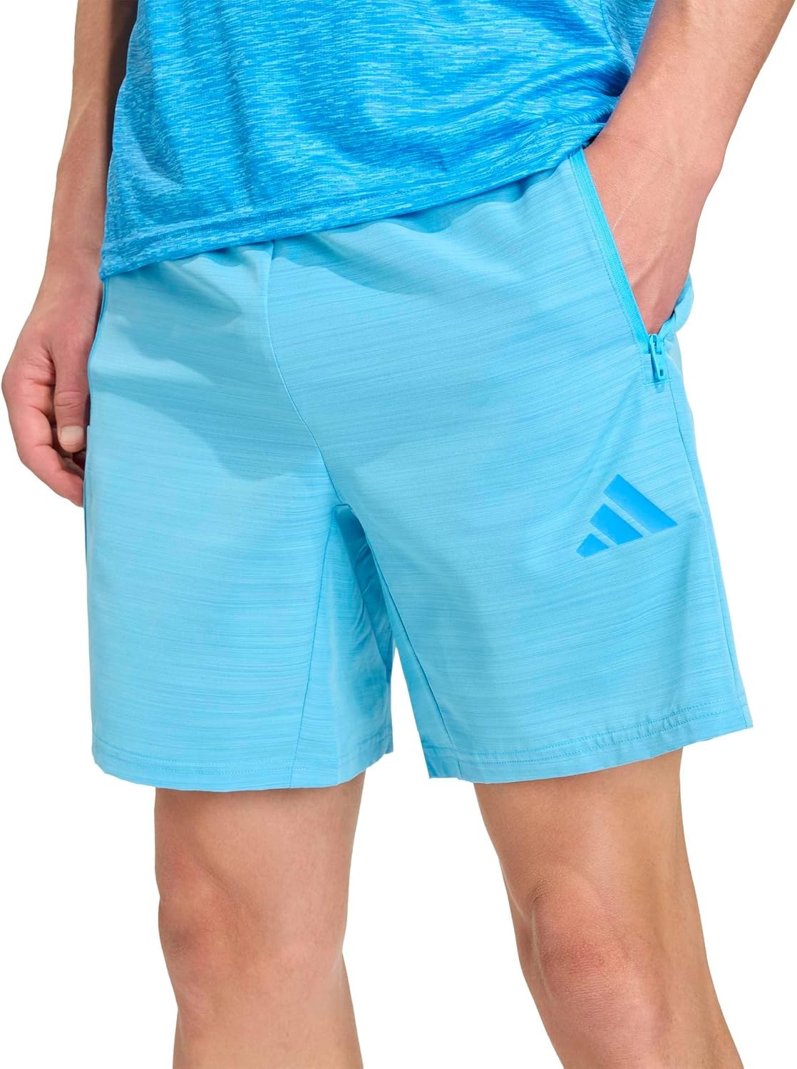 image:imageadidas Mens Workout Essentials Base Melange Woven ShortsLucid Aquamarine Melange