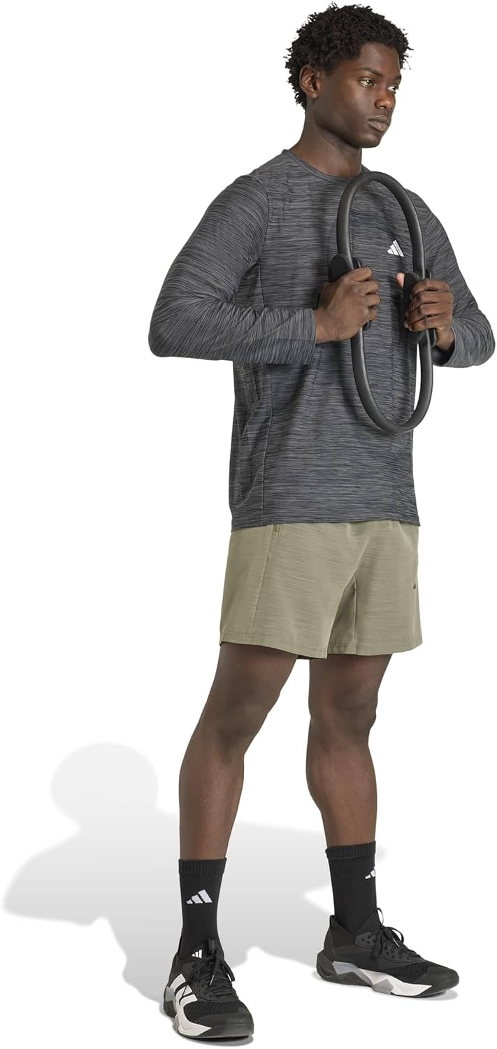 image:imageadidas Mens Workout Essentials Base Melange Woven ShortsOlive Strata Melange
