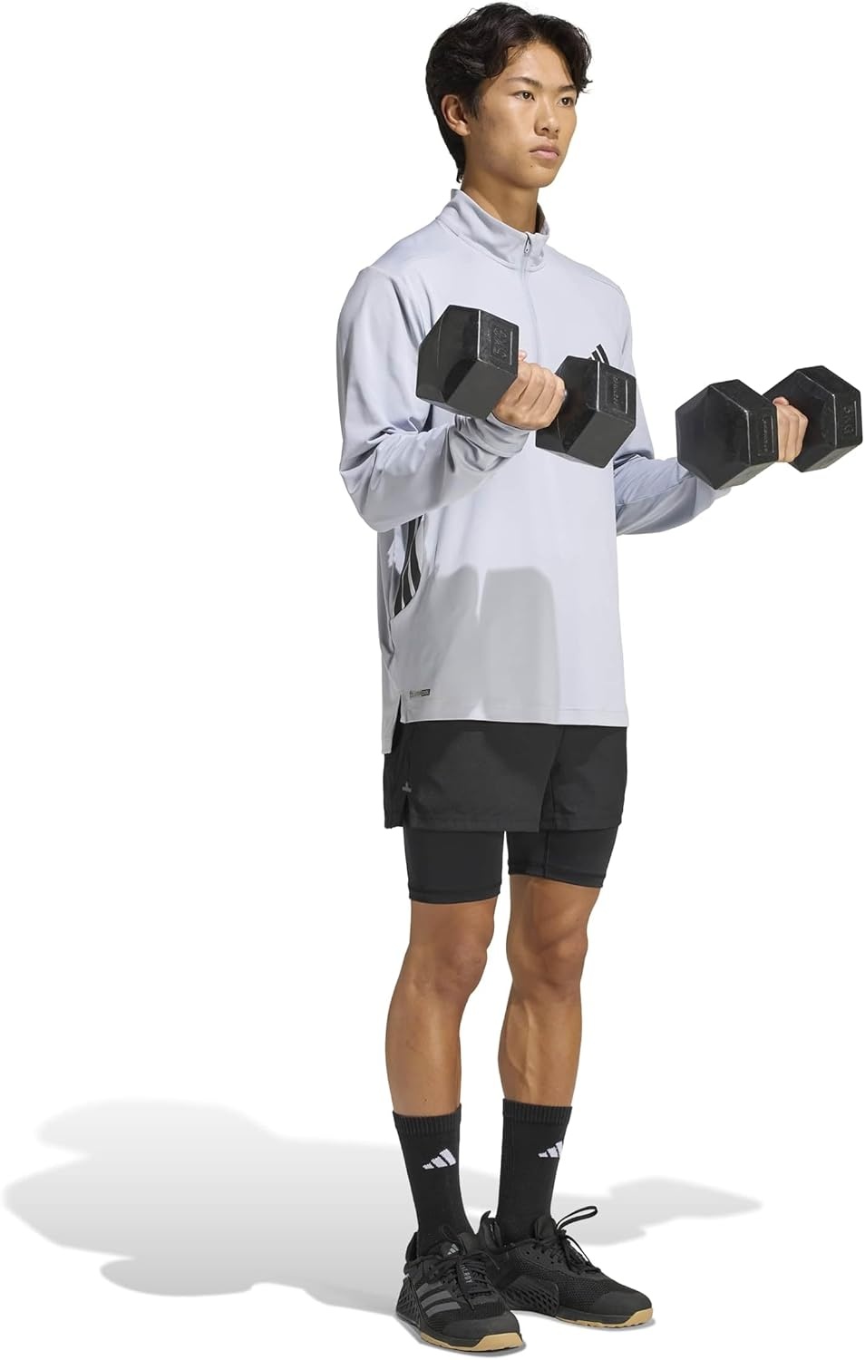 image:imageadidas Tech Essentials Workout QuarterZip SweatshirtHalo Silver