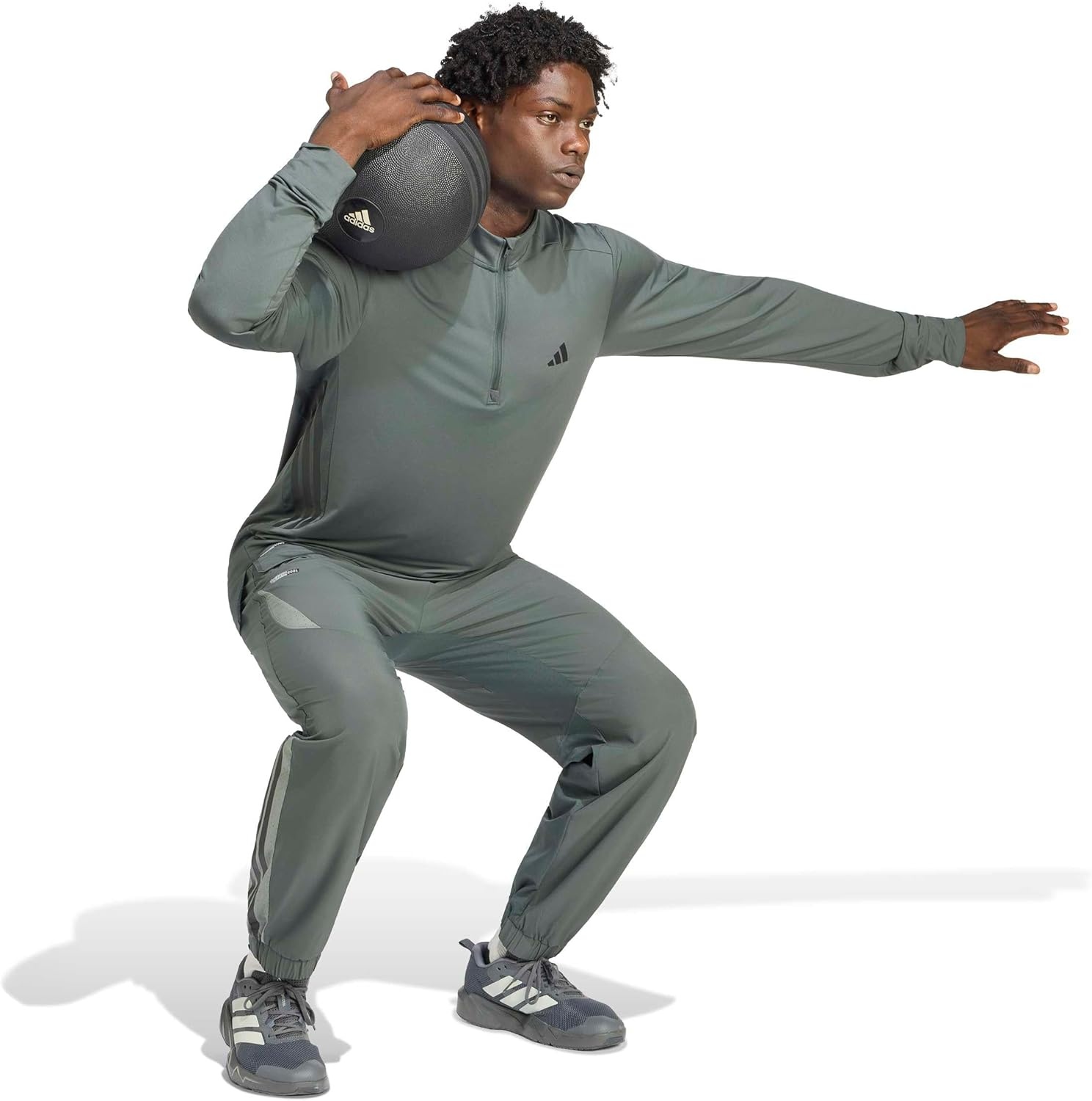 image:imageadidas Tech Essentials Workout QuarterZip SweatshirtLegend Ivy