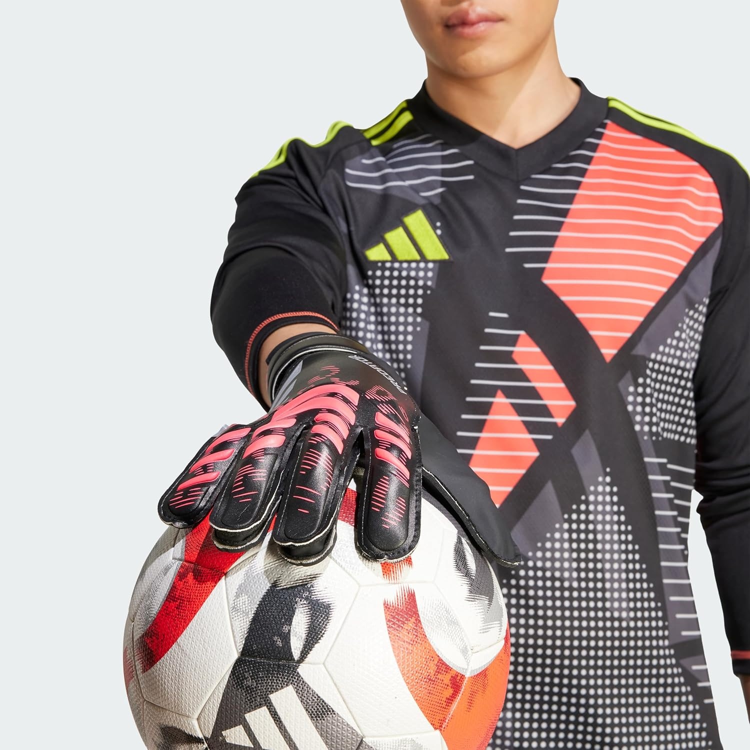 image:imageadidas Unisex Match Goalie Soccer GlovesBlackBlackLucid RedTraining