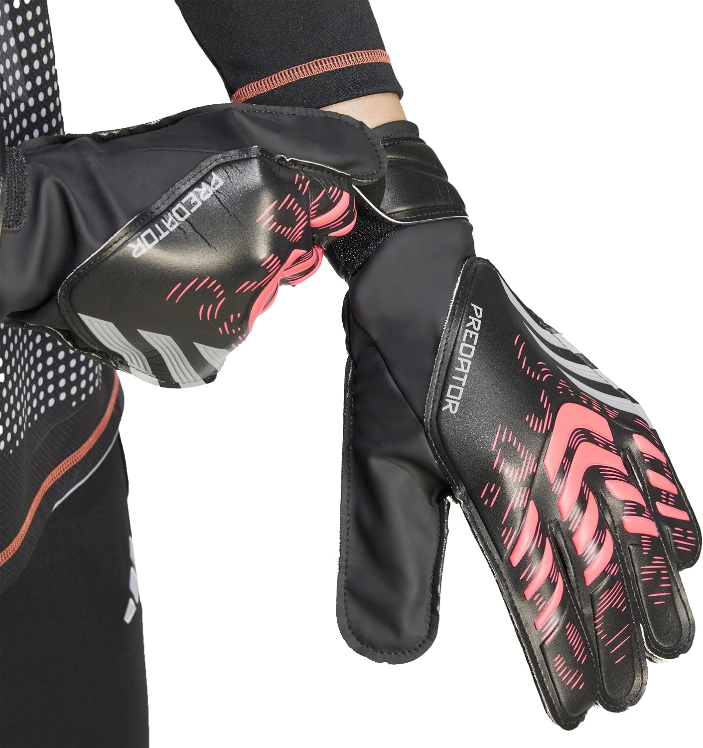 image:imageadidas Unisex Match Goalie Soccer GlovesBlackBlackLucid RedTraining