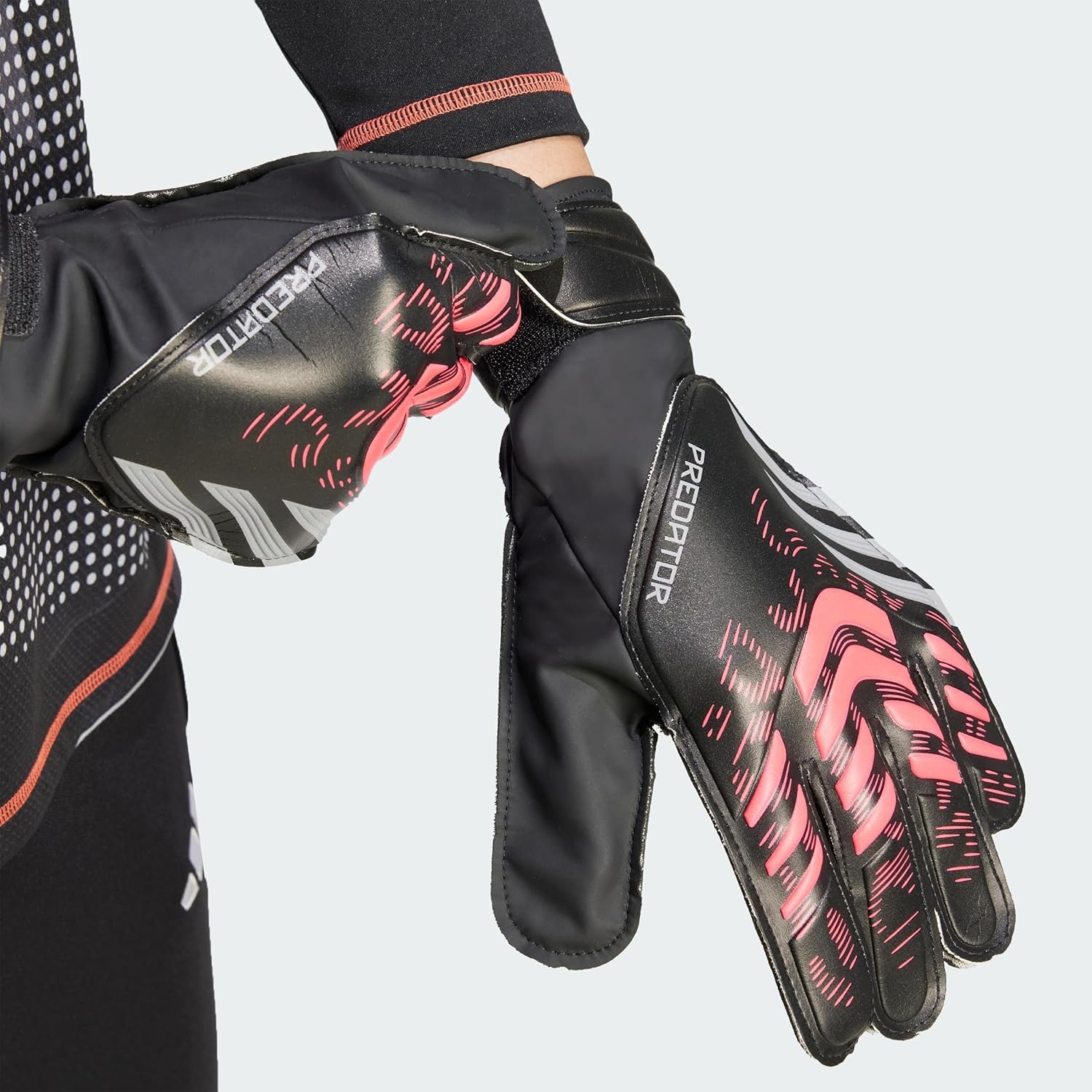 image:imageadidas Unisex Match Goalie Soccer GlovesBlackBlackLucid RedTraining
