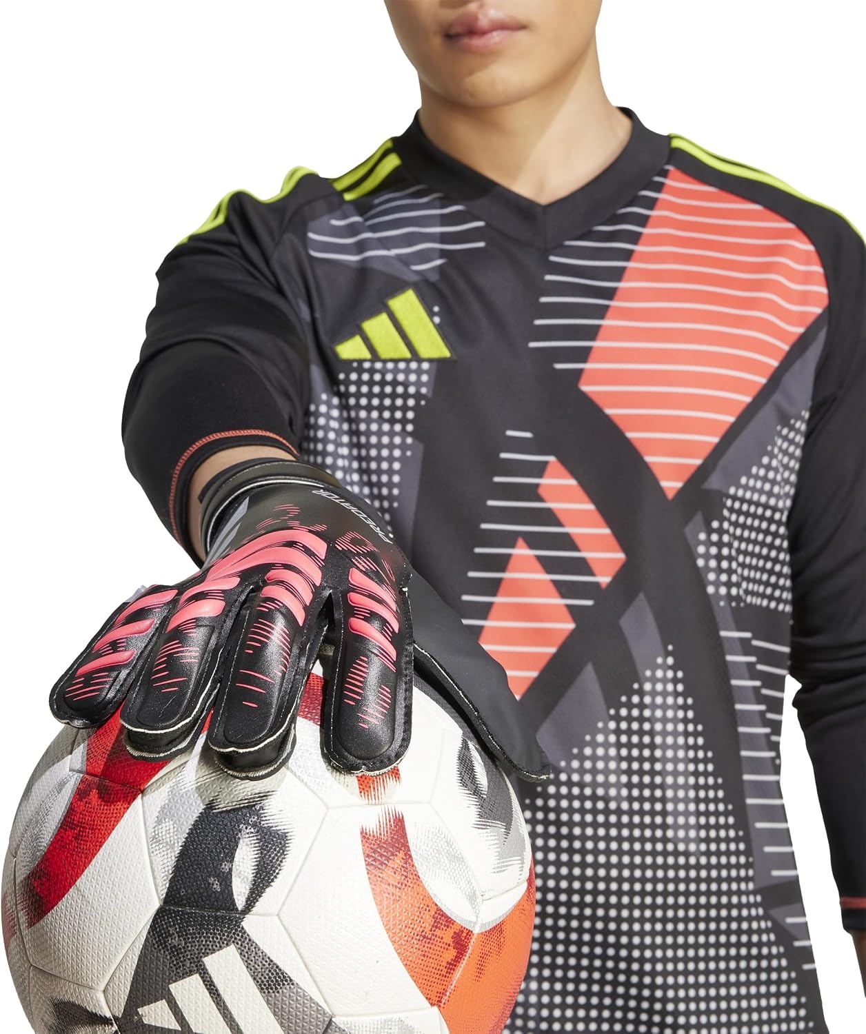 image:imageadidas Unisex Match Goalie Soccer GlovesBlackBlackLucid RedTraining