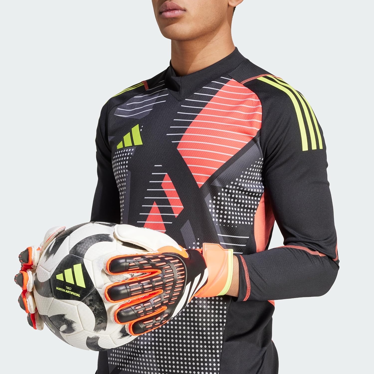 image:imageadidas Unisex Match Goalie Soccer GlovesBlackSolar RedSolar Yellow