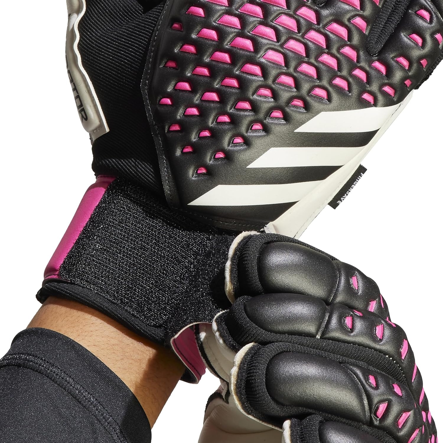 image:imageadidas Unisex Match Goalie Soccer GlovesBlackWhiteTeam Shock Pink