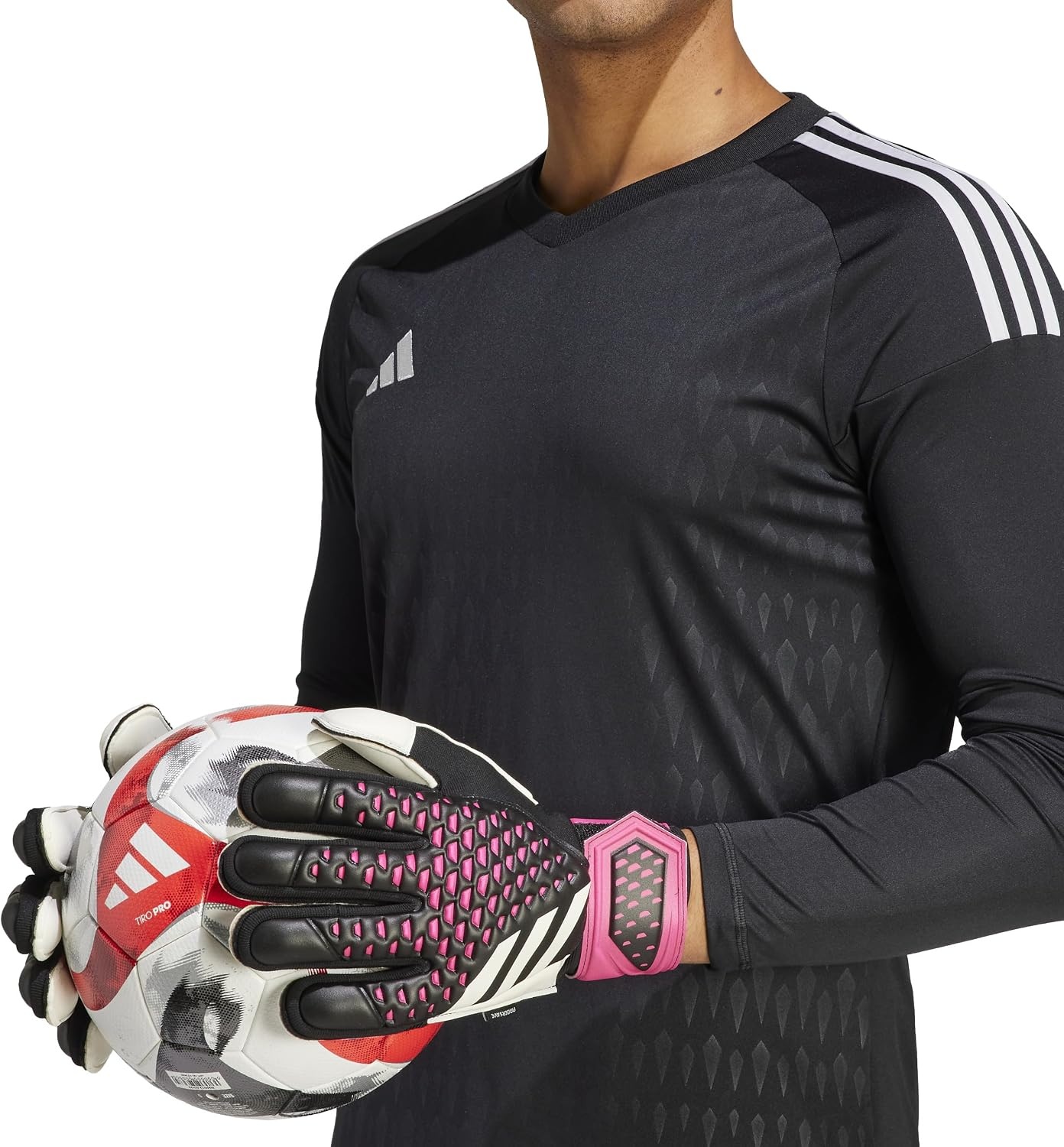image:imageadidas Unisex Match Goalie Soccer GlovesBlackWhiteTeam Shock Pink