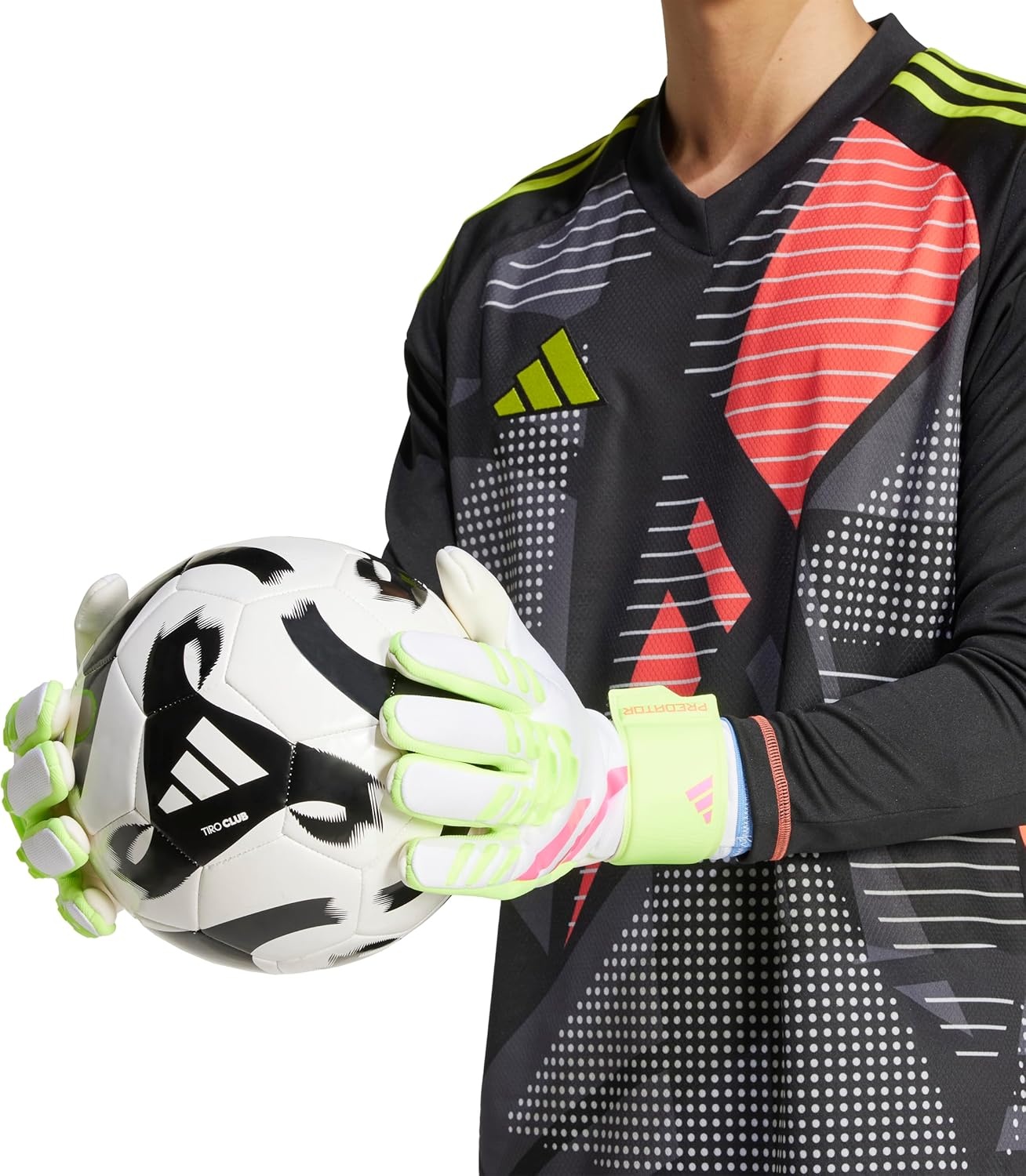 image:imageadidas Unisex Match Goalie Soccer GlovesWhiteLucid LemonLucid Pink