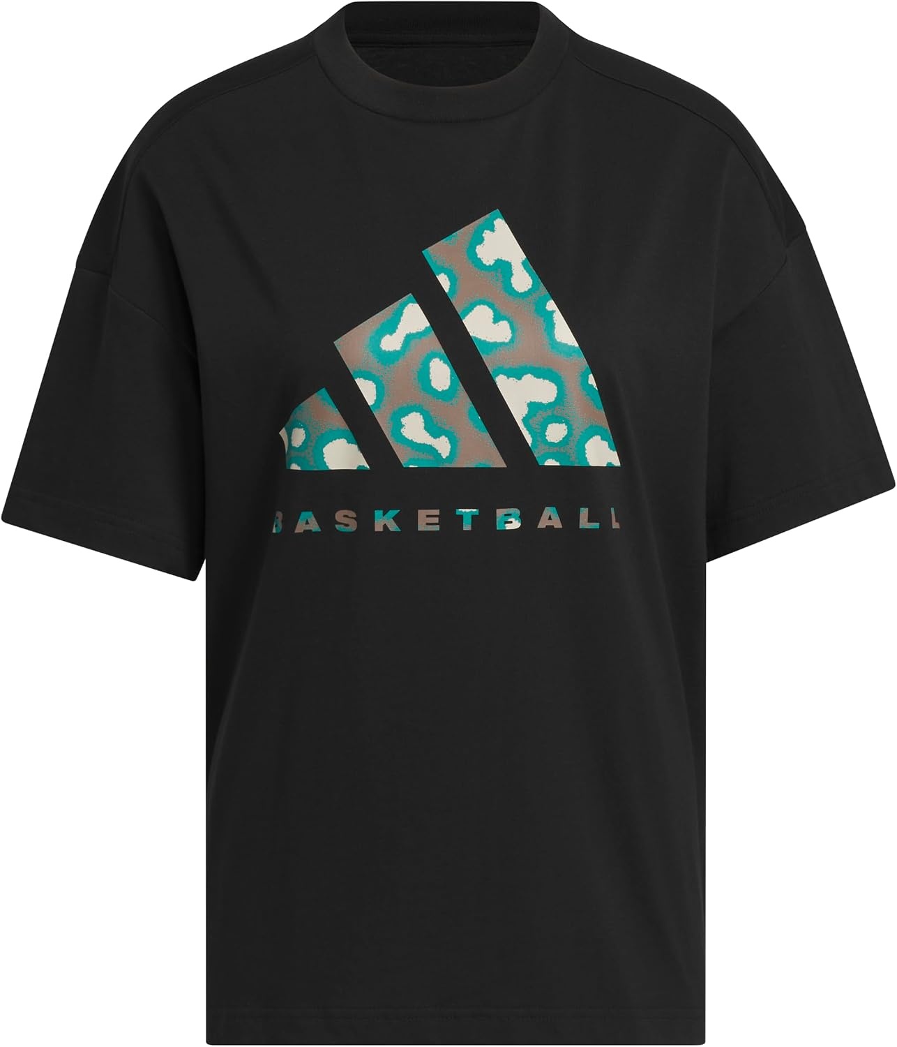 image:imageadidas Womens Basketball Camouflage Logo TShirtBlackPure Teal